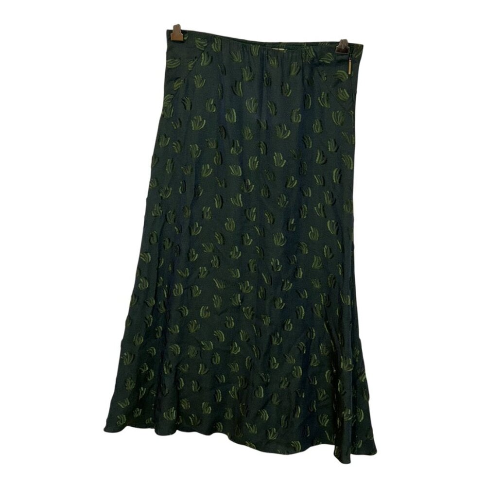 Jason Wu COLLECTION Forest green embroidered a line full skirt 2